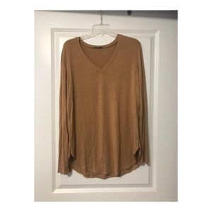 Tan V Neck Blouse